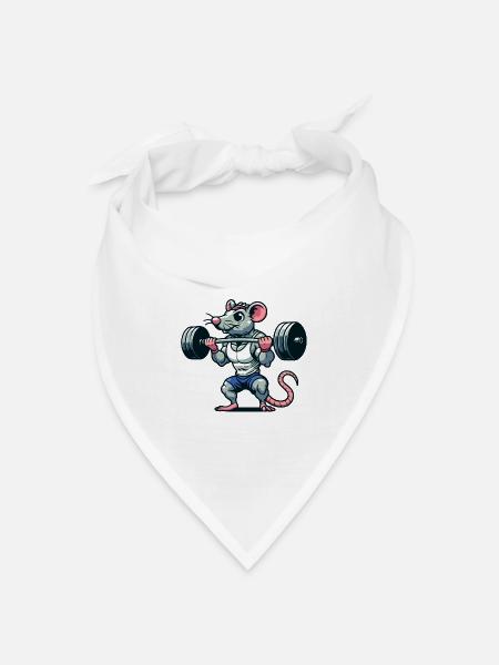 Mighty Mouse Lifter: Der Workout-Krieger - Bandana Dreieckstuch - Weiß