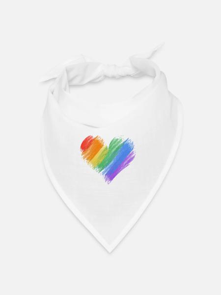 Regenbogenherz Pinselstrich - Bandana Dreieckstuch - Weiß