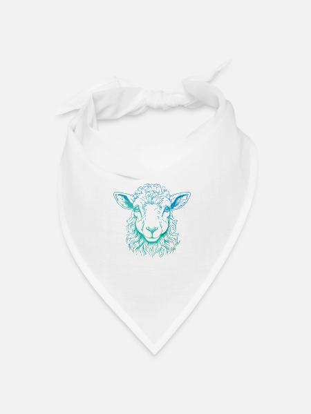 Lamm Portrait - Bandana Dreieckstuch - Weiß