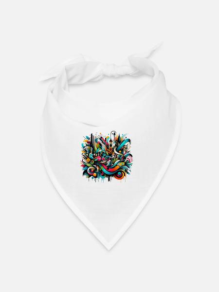 dynamische Graffiti-Illustration Urban Art - Bandana Dreieckstuch - Weiß