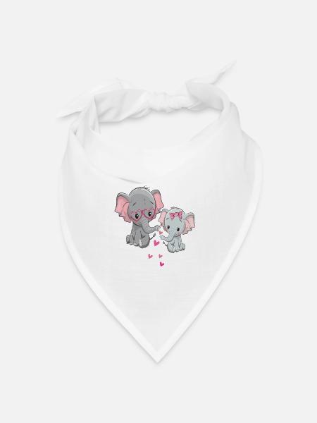 Elefanten in Love - Bandana Dreieckstuch - Weiß