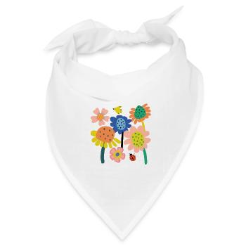 Bunter Blumen Garten - Bandana Dreieckstuch - Weiß - Vorne