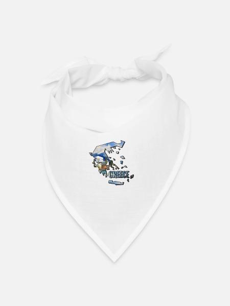 Aquarell Landkarte Griechenland - Bandana Dreieckstuch - Weiß