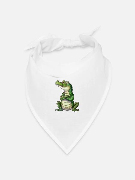 Lustiger Entspannter Krokodil Cartoon - Bandana Dreieckstuch - Weiß