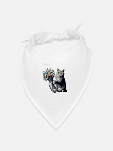 BKH Britisch Kurzhaar Katze Vase umkippen Geschenk - Bandana Dreieckstuch - Weiß