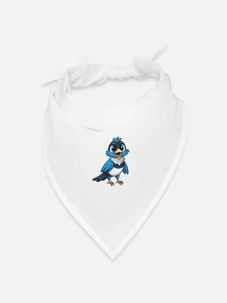 Elster Niedliche Zeichentrickfigur Kawaii Clipart - Bandana Dreieckstuch - Weiß