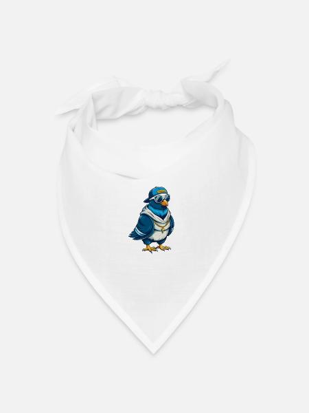 Taube Cool Cartoon Figur Kawaii Clipart - Bandana Dreieckstuch - Weiß