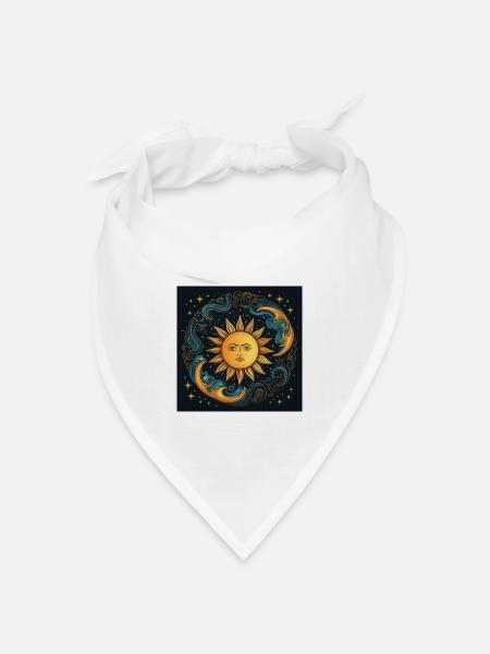 Sonnenmondzyklus kosmische Kunst - Bandana Dreieckstuch - Weiß