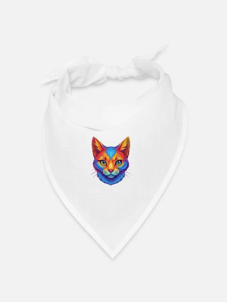 Europäische Kurzhaarkatze Rasse Cartoon Kawaii Tier - Bandana Dreieckstuch - Weiß