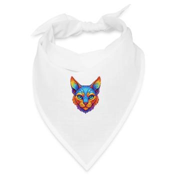 German Rex Katzenrasse Cartoon Kawaii Tier Haustier - Bandana Dreieckstuch - Weiß - Vorne