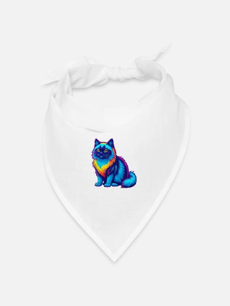 Birma Heilige Katzenrasse Cartoon Kawaii Tier Haustier - Bandana Dreieckstuch - Weiß