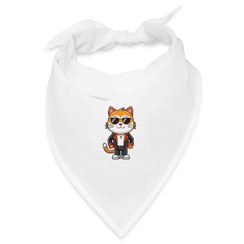 Japanische Bobtail Lustige Cartoon Kawaii Jacke Sungl - Bandana Dreieckstuch - Weiß - Vorne