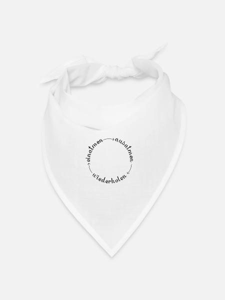 einatmen ausatmen wiederholen Atmung Achtsamkeit - Bandana Dreieckstuch - Weiß