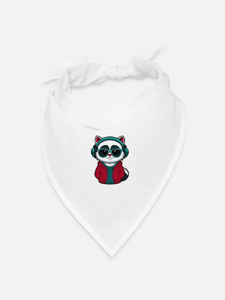 Coole Katze mit Kapuzenpullover und Brille Design - Bandana Dreieckstuch - Weiß