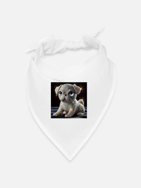 Funkelnder Hund im Diamant-Look - Bandana Dreieckstuch - Weiß