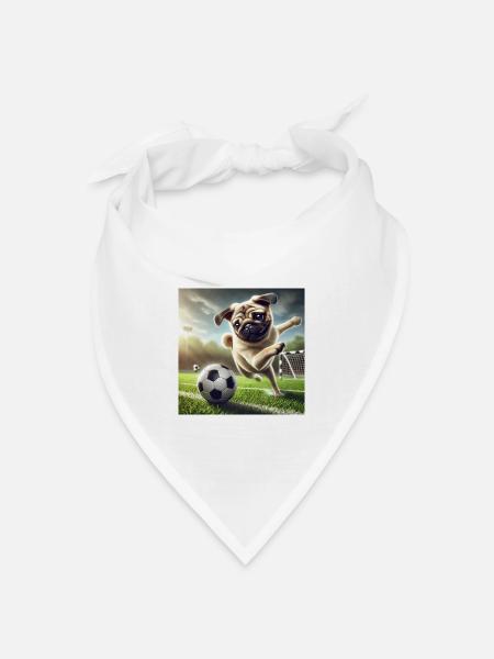 Verspielter Hund beim Fußballspiel - Bandana Dreieckstuch - Weiß