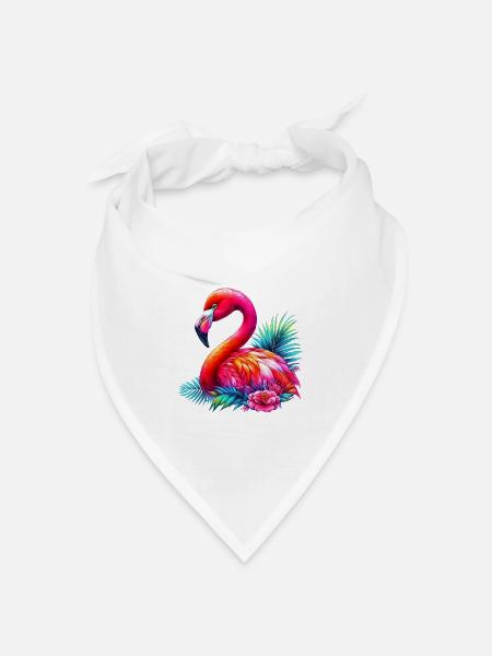 Flamingo - Bandana Dreieckstuch - Weiß