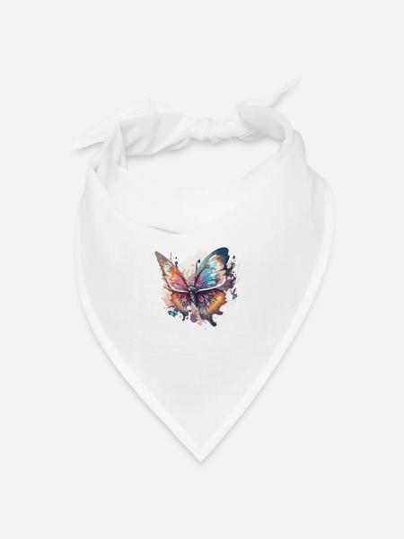 Tanz der Natur: Bunter Schmetterling, der flattert - Bandana Dreieckstuch - Weiß