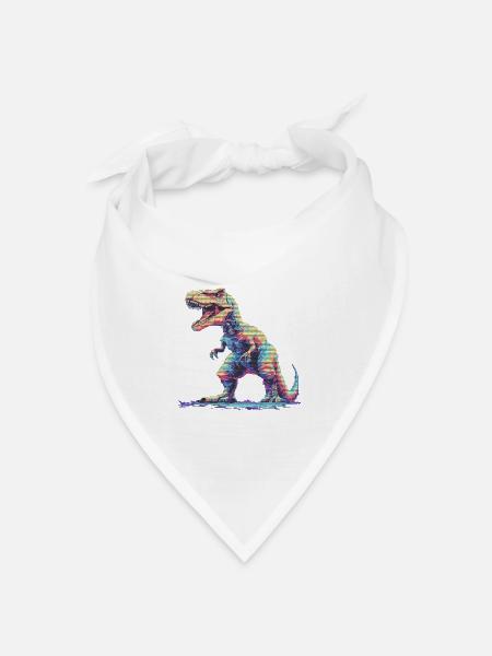 Pixel Spiel Dino Tyrannosaurus - Bandana Dreieckstuch - Weiß