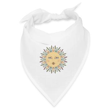 Sonnengesicht Mandala Stil - Bandana Dreieckstuch - Weiß - Vorne