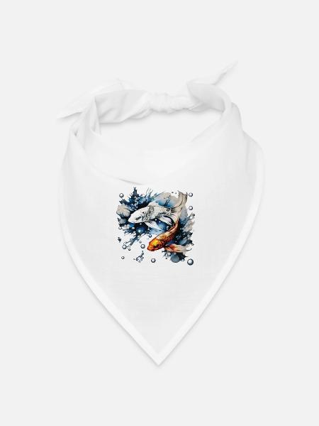 Koifische und Blasen - Bandana Dreieckstuch - Weiß