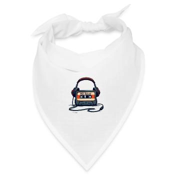 Retro Kassettenplayer mit Kopfhörern - Bandana Dreieckstuch - Weiß - Vorne