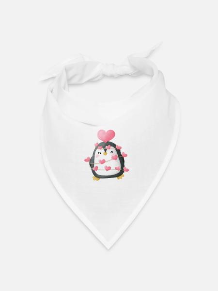 Liebevoller Pinguin mit Herzdekoration - Bandana Dreieckstuch - Weiß