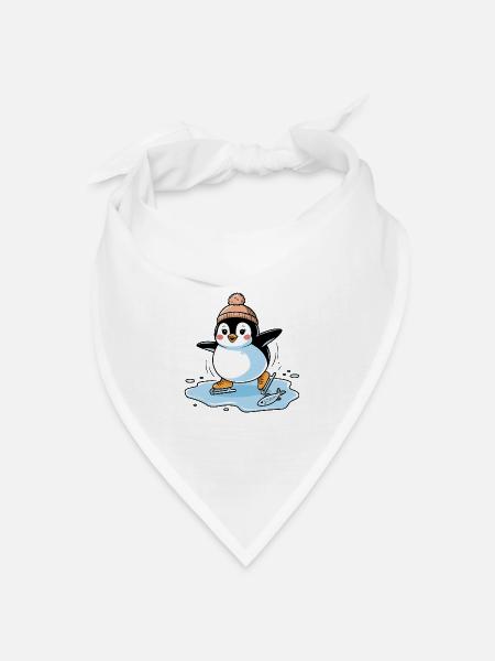 Schlittschuh-Pinguin - Bandana Dreieckstuch - Weiß