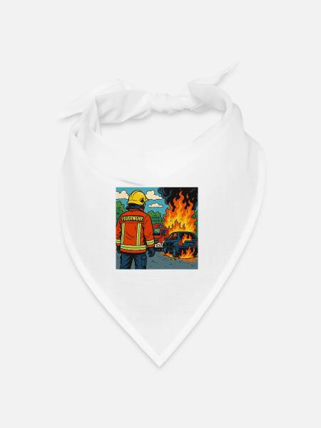 Brandbekämpfer Cartoon Einsatz - Bandana Dreieckstuch - Weiß