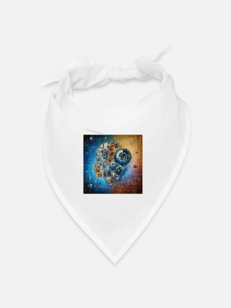 Kosmische Uhrwerk Fusion - Bandana Dreieckstuch - Weiß