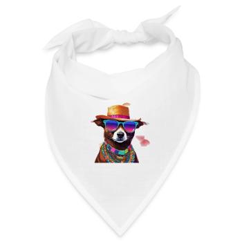 Cooler Hund im Sommer Style - Hipster Vibes - Bandana Dreieckstuch - Weiß - Vorne