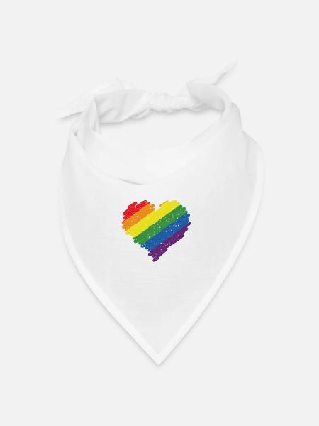 Regenbogen Herz Pride Flagge Farben LGBTQ+ Grunge - Bandana Dreieckstuch - Weiß