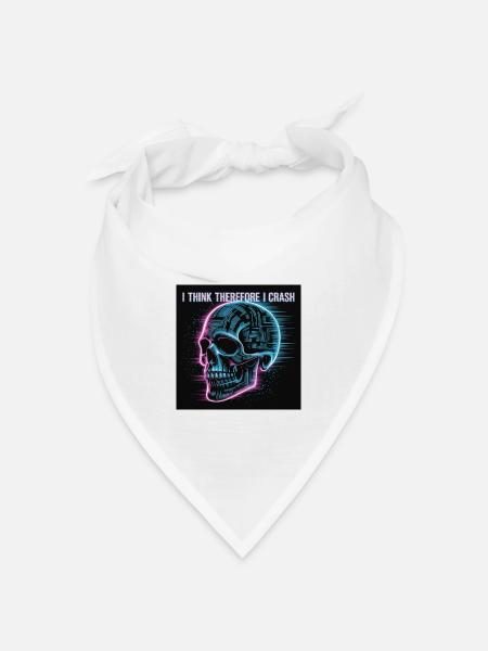 Cyberpunk Neon Totenschädel - Bandana Dreieckstuch - Weiß