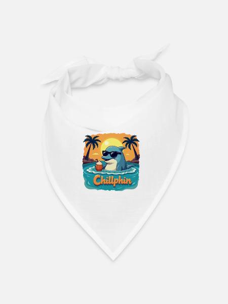 Chillphin – Entspann dich wie ein Delfin - Bandana Dreieckstuch - Weiß