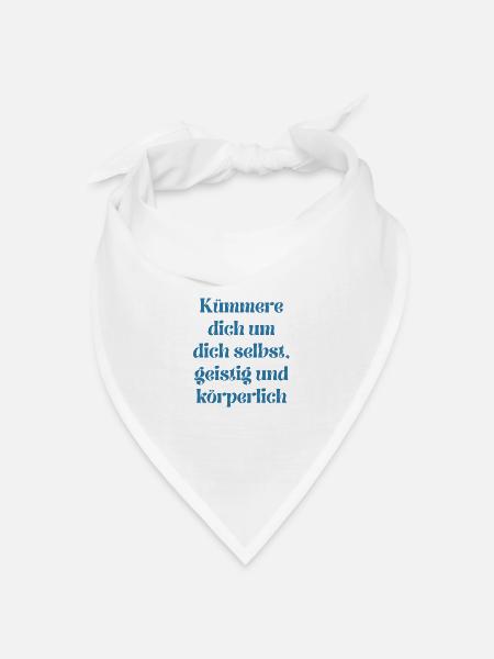 Motivierendes Selbstfürsorge-Zitat in Blau - Bandana Dreieckstuch - Weiß