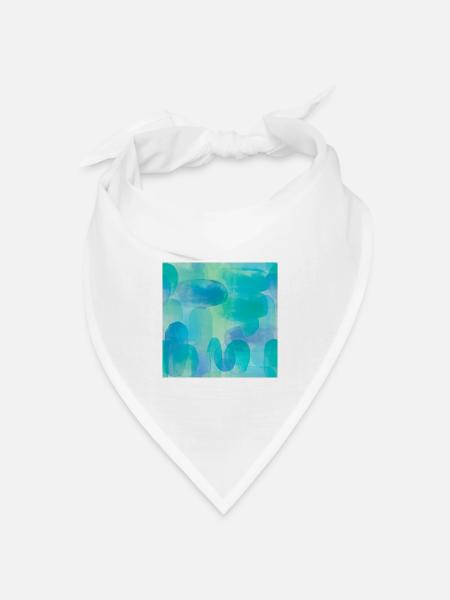 Aquarelle in Blau- und Grüntönen - Bandana Dreieckstuch - Weiß