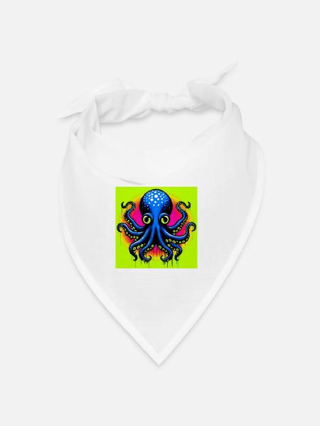 Krake - Bandana Dreieckstuch - Weiß