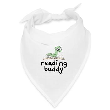 Lesefreund Niedlicher Bücherwurm Mit Buch - Bandana Dreieckstuch - Weiß - Vorne