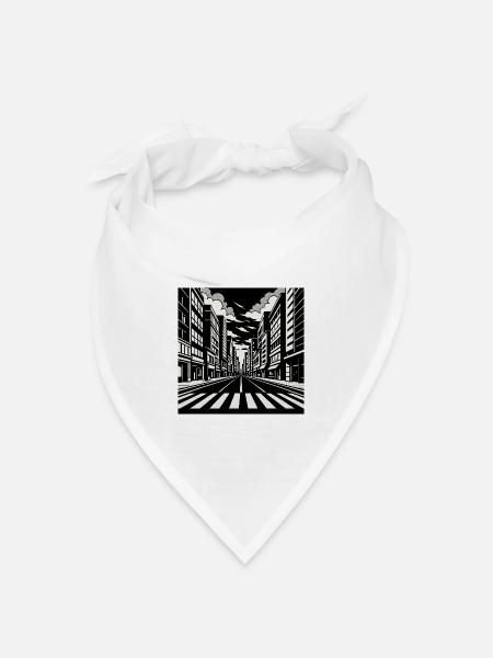 Urban Street Perspective – Black & White Art - Bandana Dreieckstuch - Weiß