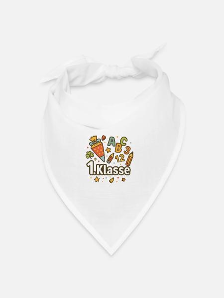 Erstklässler Motiv mit Schulutensilien - Bandana Dreieckstuch - Weiß
