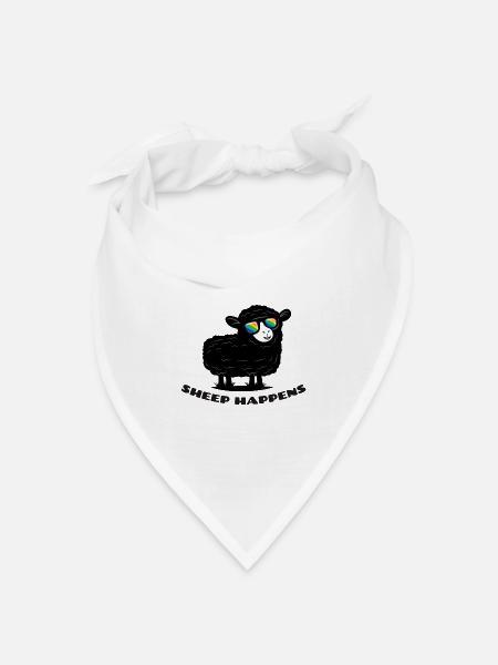 Lustiges Schaf mit Regenbogen-Sonnenbrille - Bandana Dreieckstuch - Weiß