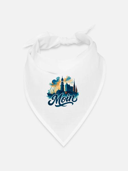 Hamburg Moin Stadt Silhouette maritim Geschenk - Bandana Dreieckstuch - Weiß