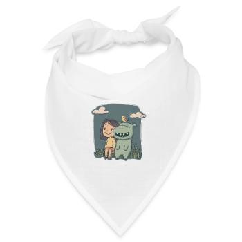 Mädchen und Nilpferd Freundschaft - Bandana Dreieckstuch - Weiß - Vorne