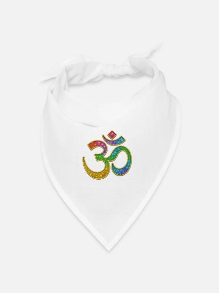 Regenbogen Om Symbol im Glitter-Design - Bandana Dreieckstuch - Weiß