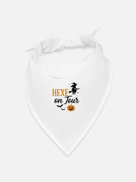 Hexe auf Halloween Herbstschnitt - Bandana Dreieckstuch - Weiß