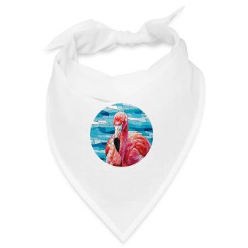 Mosaik Flamingo Porträt - Bandana Dreieckstuch - Weiß - Vorne