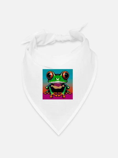 Frosch - Bandana Dreieckstuch - Weiß