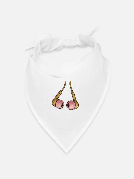 Goldglitzer Ohrhörer Pink - Bandana Dreieckstuch - Weiß