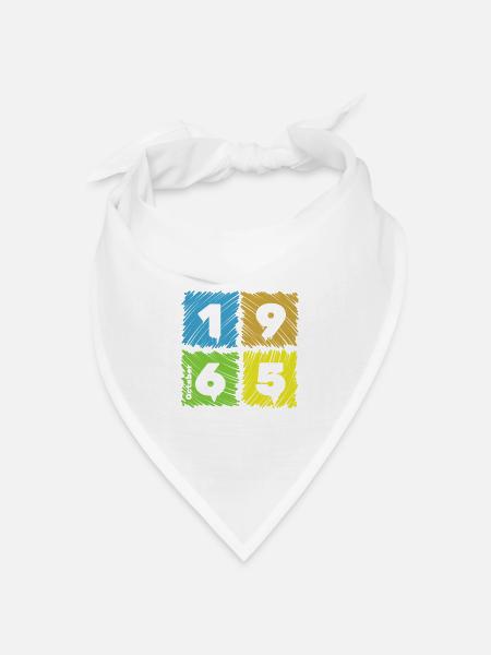 60. Geburtstag Farbige Patches since 10/1965 - Bandana Dreieckstuch - Weiß
