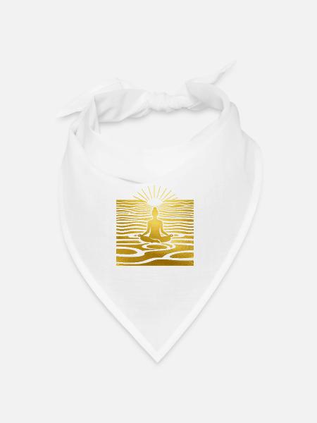 Goldene Meditation am Sonnenaufgang - Bandana Dreieckstuch - Weiß